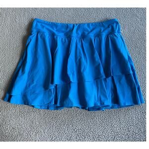 Lands End Skort 1X Pull On Ruffle Layer Blue Stretch Athletic Golf Tennis Prep